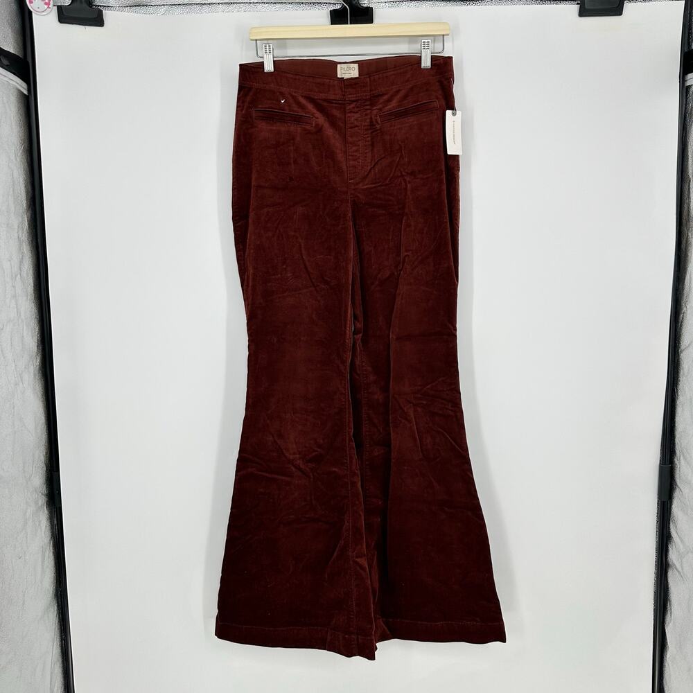 Anthropologie Pilcro Womens 31 Pull On Corduroy Flare Pants Navy Marin 70s Boho - Picture 2 of 14